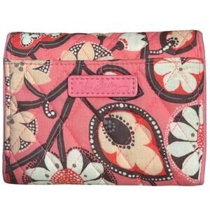 Vera Bradley Quilted Trifold Wallet Pink Petal Power Floral ID Card Slots